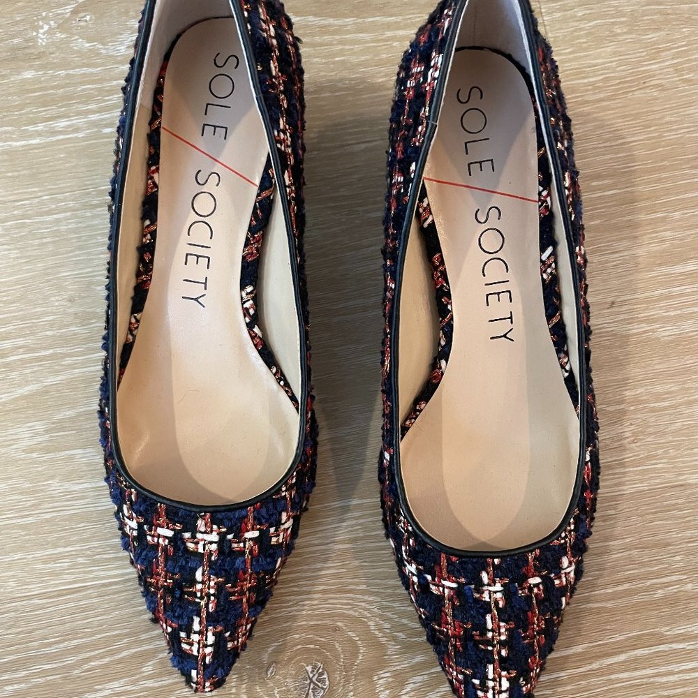 Sole Society Andorra Pump Navy/Red Multi Fabric Women's Size 8.5M